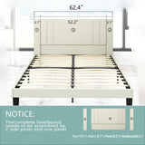 Queen Size Bed Frame, Velvet Upholstered Platform with Headboard, Beige(Beige, Queen (U.S. Standard)) Tyndall