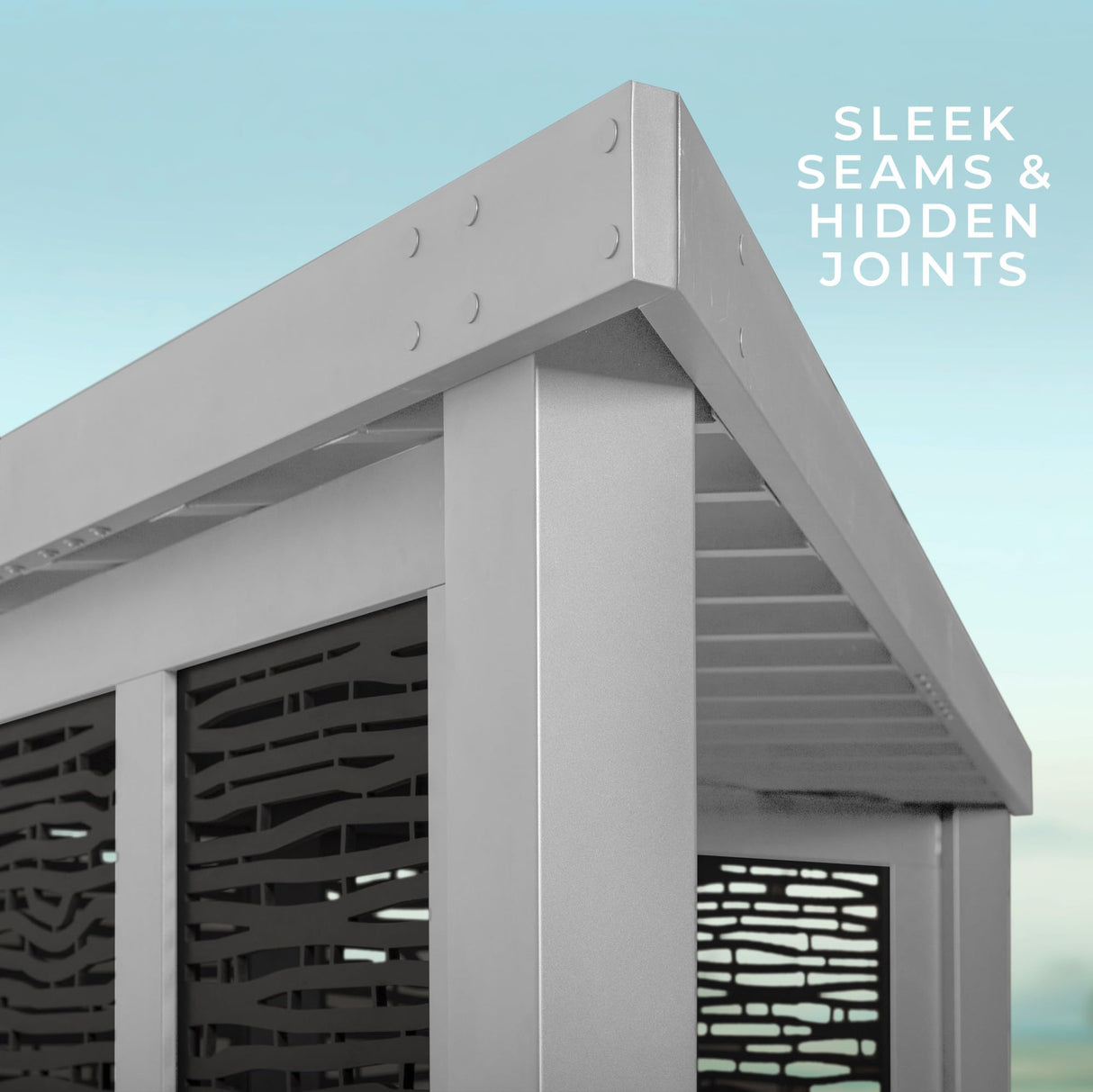 Backyard Discovery Ridgedale Modern Steel Cabana Pergola with Conversation Seating in Pumice Backyard Discovery