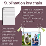 AiDiYGECO 15 PCS sublimation keychain blanks with Tassels Double Sided MDF sublimation keychains blanks bulk (WHITE, Rectangular) AiDiYGECO