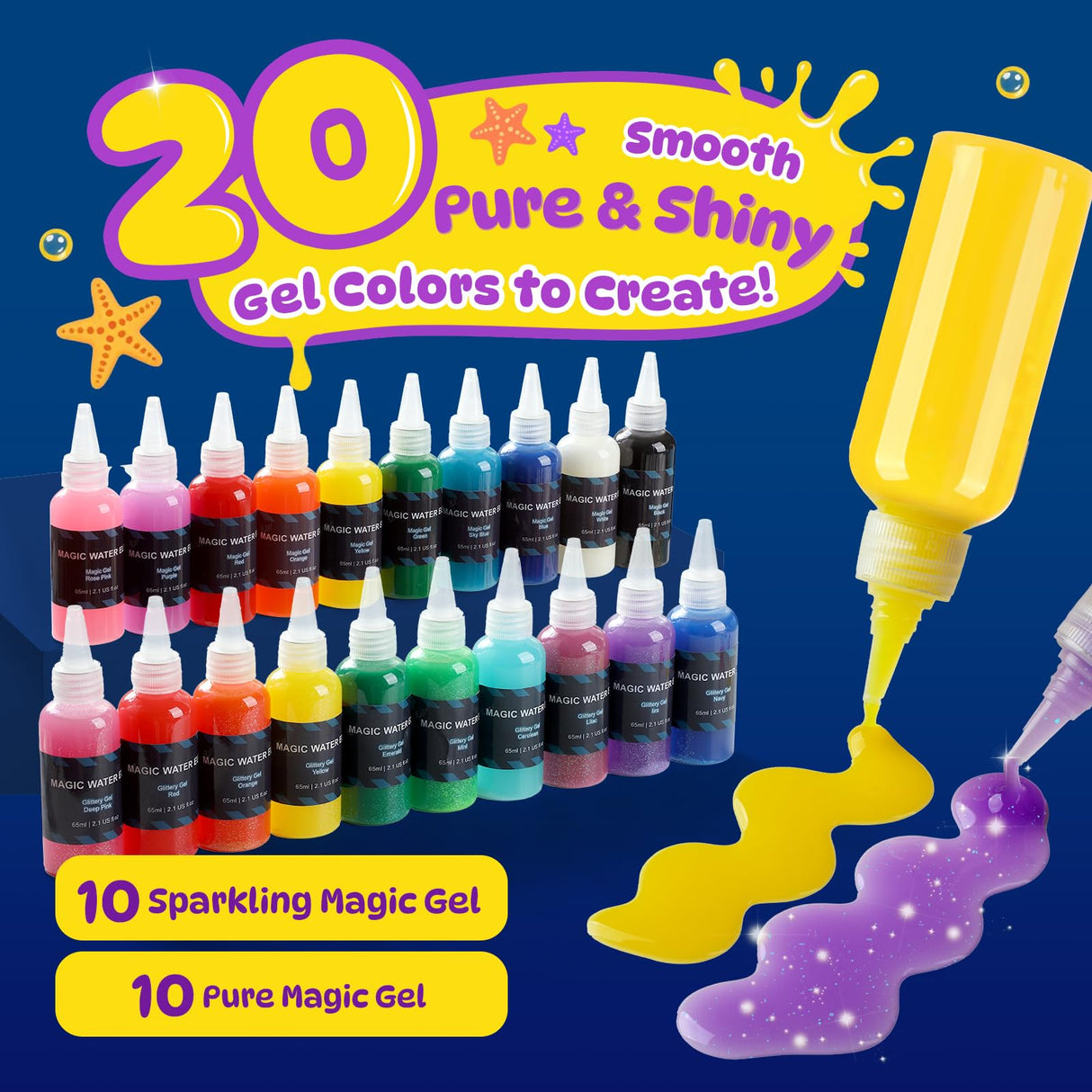 Magic Water Elf Toy Kit, Aqua Fairy Water Gel Kit for Kids with 20 Magic Gel & 10 Molds,Make Your Own Water Pets & Squishy Toys, Craft Kits for Kids Ages 8 9 10 Years Old TMOL