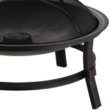Mr. Bar-B-Q 29 Inch Wood Burning Steel Fire Pit Bowl Outdoor Bonfire Fireplace with Spark Screen and Poker for Deck, Patio, and Backyard Porch, Black Endless Summer