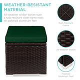 Best Choice Products Set of 2 Wicker Ottomans, Multipurpose Outdoor Furniture for Patio, Backyard, Additional Seating, Footrest, Side Table w/Storage, Removable Cushions - Midnight Green/Brown Best Choice Products