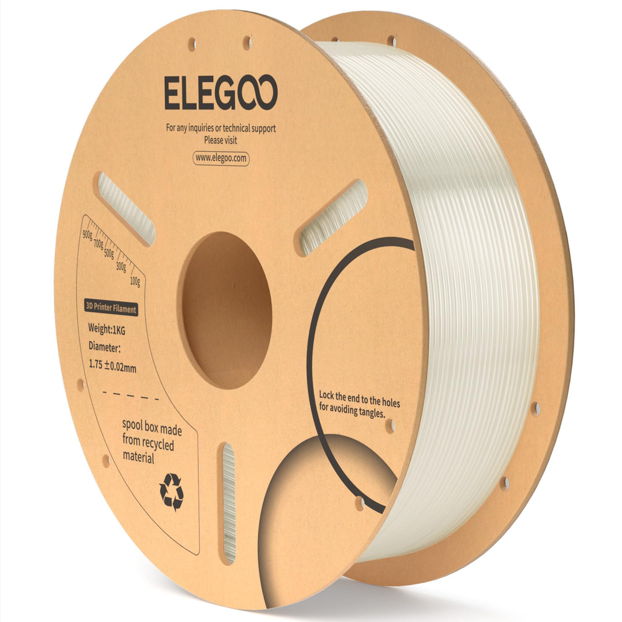 ELEGOO PLA Filament 1.75mm Translucent 1KG, 3D Printer Filament Dimensional Accuracy +/- 0.02mm, 1kg Cardboard Spool(2.2lbs) 3D Printing Filament Fits for Most FDM 3D Printers ELEGOO