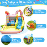 NBSPORT Inflatable Bounce House Water Slide, 6 in 1 Sweet Candy Water Park, Wet Dry Combo Bouncy Castle with 450W Blower, Splash Pool, Water Slide for Kids and Adults Backyard Party Gifts NBSPORT