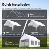 Quictent Heavy Duty 12x20 ft Carport Tent with Ultra-High Peak & Ventilation Windows, Waterproof Outdoor Canopy Shelter for Events, Storage, Parking & Wedding - White Quictent