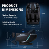 HealthRelife 4D Massage Chair Full Body Zero Gravity Recliner - 55“ SL-Track,15 Auto Modes,11 Massage Technique,40 Airbags Massage,with Yoga Stretch,APP Control,Shiatsu Foot Massage(Black) HealthRelife