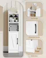 Hzuaneri Bathroom Storage Cabinet, Small Farmhouse Corner Floor Cabinet with Door and Shelves, Narrow Toilet Paper Holder Stand, Bathroom Organizer with Adjustable Shelf, for Small Spaces, White Hzuaneri
