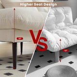 ASAHREE 72'' Corduroy Futon Convertible Sofa Couch,Comfy Sleeper Sofa Bed with Adjustable Backrest, Modern Futon Loveseat for Living Room, Bedroom, Office, Apartment, Dorm, White ASAHREE