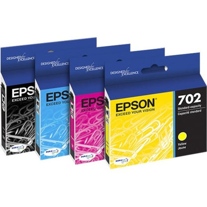 EPSON 702 DURABrite Ultra Ink Standard Capacity Color Combo Pack (T702520-S) Works with WorkForce Pro WF-3720, WF-3730, WF-3733