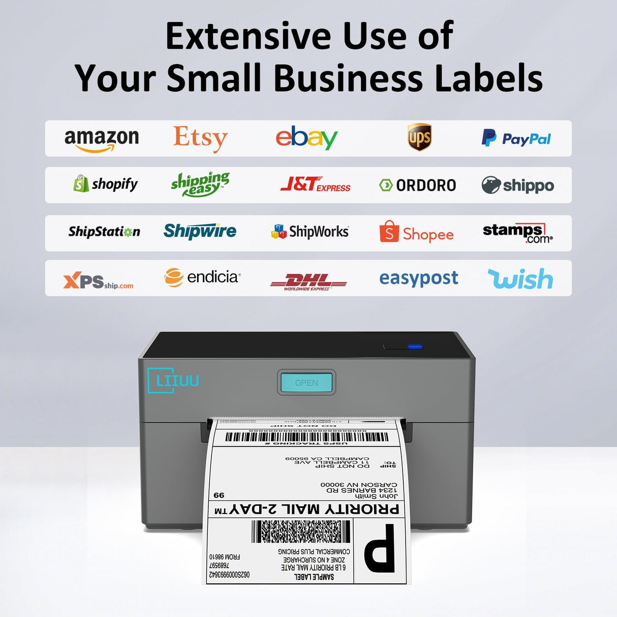 LIIUU Thermal Shipping Label Printer Bluetooth, 4x6 Label Printer for Shipping Packages, Support iOS, iPhone, iPad, Android, Mac, Windows, Widely Used for Amazon, UPS, USPS, Ebay, Etsy LIIUU