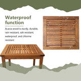 PayLessHere 3 Pieces Acacia Wood Patio Bistro Set with Water Resistant Cushions and Coffee Table for Backyard Garden Patio Furniture Outdoor Table Chair Set Outdoor Wood Chat Chairs Set PayLessHere
