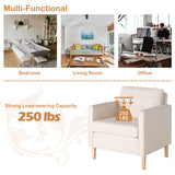 STHOUYN Mid Century Modern Home Office Upholstered Fabric Accent Chairs Set of 2 with Arms Reading Chair Club Chair, Living Room Bedroom Office, White (2, White) STHOUYN