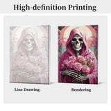 HeeBenor Skeleton Paint by Numbers Kit for Adults with Frame, Rose Skull Paint by Number with Easel, DIY Easy Adult Paint by Number Kits on Canvas Framed 8x12 Inch for Home Wall Decor HeeBenor