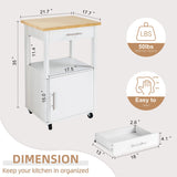 Shintenchi Kitchen Island Cart with Storage,Rolling Side Table on Wheels with Worktop,Single Door Cabinet and Drawer for Dinning Room, White Shintenchi