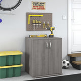Bush Business Furniture Universal Floor Storage Cabinet with Doors and Shelves in Platinum Gray Bush Business Furniture