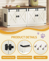 Hzuaneri Cat Litter Box Enclosure for 2 Cats, Hidden Litter Box Furniture Cabinet with Double Room, Indoor Cat House, Farmhouse Style, 46.7 x 18.9 x 21.1 Inches, Rustic Brown and White CB85314X Hzuaneri