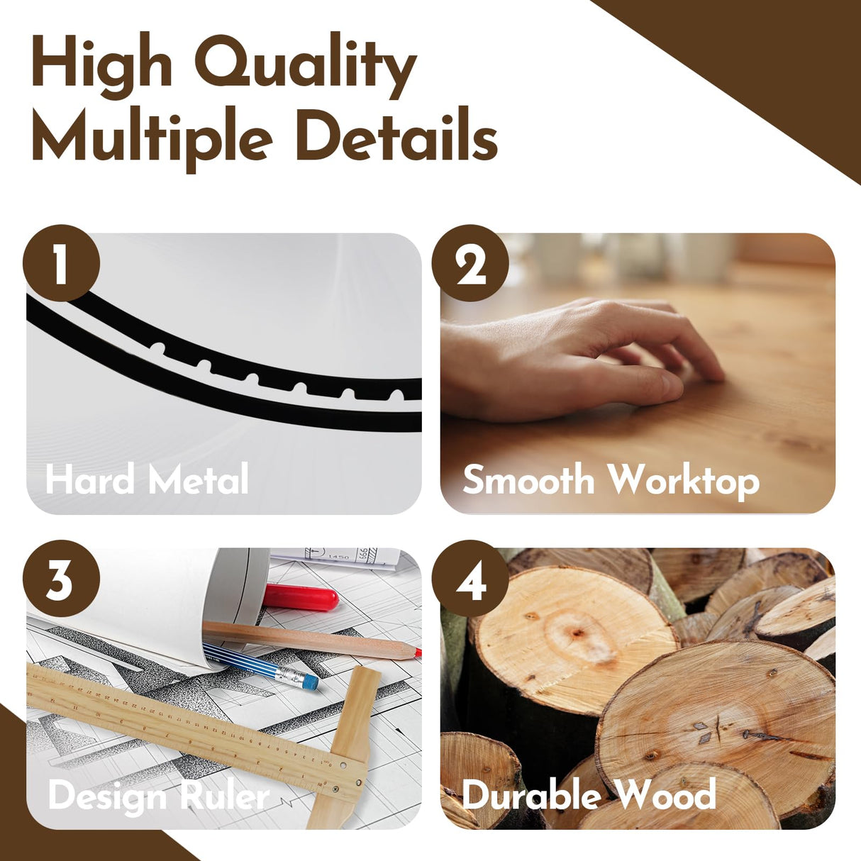 conda Wood Adjustable Drafting Table 35.5" x 23.5" - Beech Wood Art Desk with Adjustable Height & Tilting, Pencil Ledge, and Ruler for Writing, Reading, Design, and Crafting conda