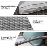 Patiorama 3 Pieces Outdoor Patio Furniture Set, Outdoor Wicker Conversation Set, Patio Rattan Chair Set, Modern Bistro Set with Coffee Table, Garden Balcony Backyard Poolside (Light Gray) Patiorama