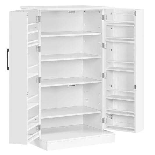 Yaheetech Kitchen Pantry Storage Cabinet, 41" Pantry Cabinets with Doors and 6 Adjustable Shelves, Freestanding Pantry Cupboard for Kitchen, Dining Room, Living Room, Small Place, White - WoodArtSupply