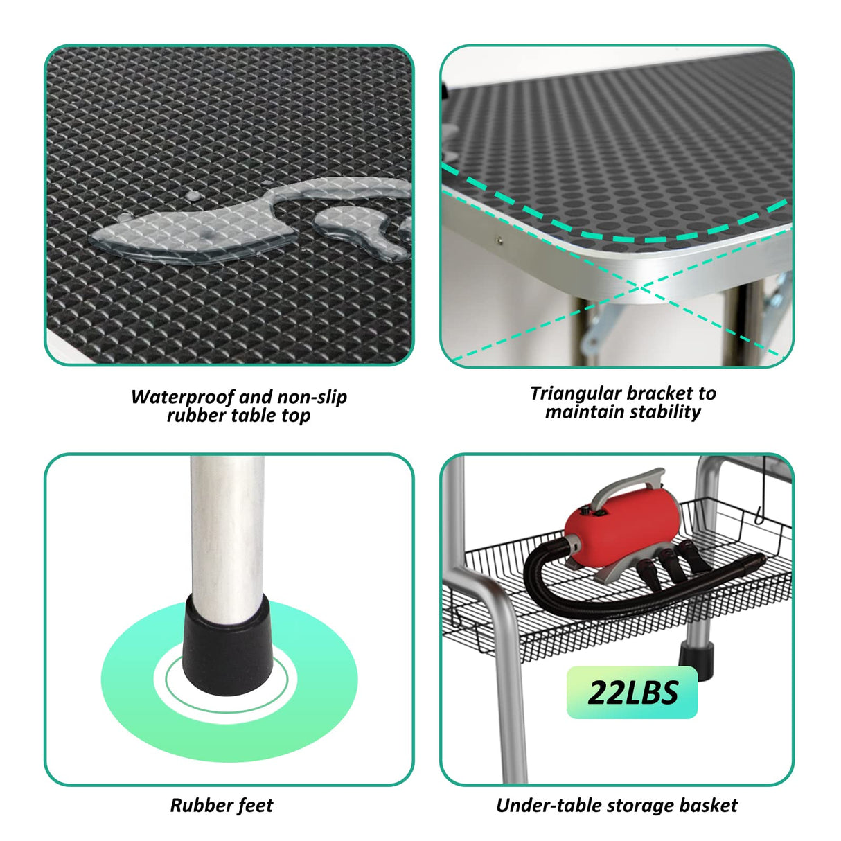 LOVMOR 46 Inch Dog Grooming Table,Adjustable Home Pet Grooming Tables with Arm/Noose/Mesh Tray LOVMOR