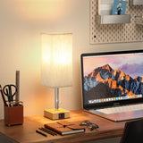 Wood Grain Bedside Table Lamps Set of 2 - Bedroom Lamps with 3 Color Temperatures (3000K/5000K/4000K), Two Square Nightstand Lamps with USB C + A Charging Ports, Pull Chain Small Night Light aooshine