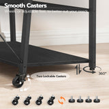 HOOBRO Rolling TV Stand with Mount and Power Outlet Up to 55 inch TVs, Corner Entertainment Center, Small TV Stand with 3-Tier Storage Shelves for Living Room, Bedroom, Black BB66UDS01 HOOBRO