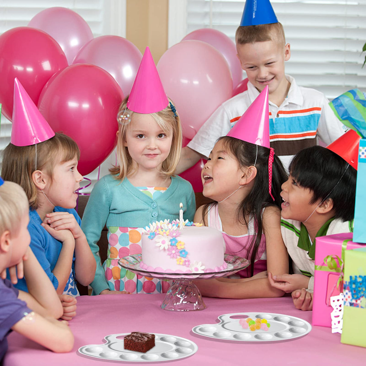 Hulameda Update 30pcs Paint Tray Palettes,Plastic Paint Tray Palette,Paint Palettes,Paint Pallets with 9 Wells for Adults & Kids, or Painting or DIY Craft Class,White Hulameda