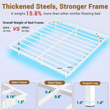 Hasuit King Size Floating Bed Frame with LED Lights - Metal Platform, Easy Assembly, No Box Spring Needed Hasuit