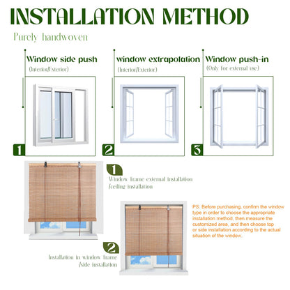 SOWIK Outdoor and Indoor Bamboo Roller Blinds - Stylish Sun Protection - Brown - 20x40in - WoodArtSupply