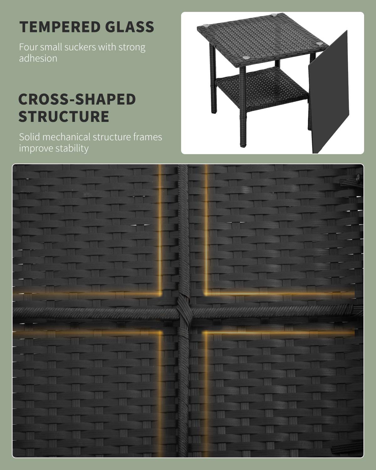 3 Piece Furniture Patio Chairs Wicker Outdoor Rattan Conversation Bistro Set for Backyard Porch Poolside Lawn (Black) PayLessHere