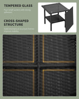 3 Piece Furniture Patio Chairs Wicker Outdoor Rattan Conversation Bistro Set for Backyard Porch Poolside Lawn (Black) PayLessHere