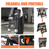 DNA MOTORING 2 in 1 Portable Workbench, Heavy-Duty Load Capacity Folding Table & Sawhorse, 31" Lx 25" W Lightweight Design Folding Work Table, w/ 2pcs Clamps, TOOLS-00712 DNA MOTORING