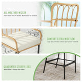 Vikiullf 3 Pieces Patio Bar Table Set, Outdoor Wicker Bar, All Weather Height Bar Stools and Table Set, for Garden, Deck, Balcony Vikiullf