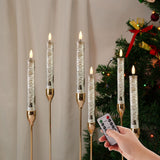 Eywamage Short Birch Bark Flameless Taper Candles with Remote, Flickering Wood LED Wax Candlesticks Set of 6 Eywamage