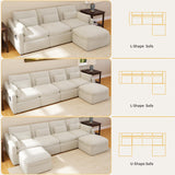 ISHUHL Cloud Modular Sectional Sofa, 124" Oversized Sectional Couches for Living Room, Convertible Deep Seat Sofa Set, Corduroy U Shaped Couch with 2 Ottoman (Beige) ISHUHL