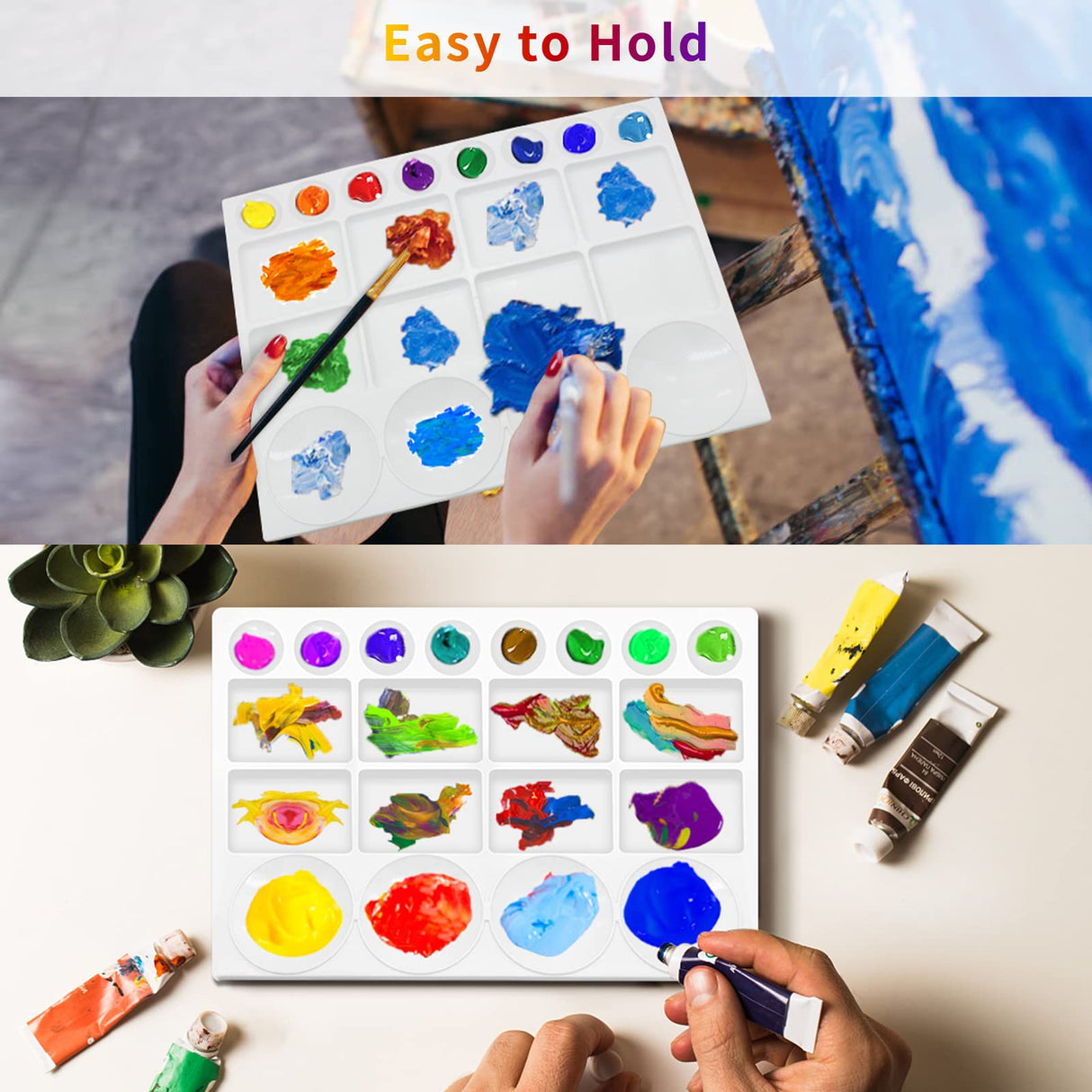 Sweaty Pony 20 Well Watercolor Paint Tray Palette Pallet Acrylic Painting Mixing Plastic Artist Large Square Palette, 13 x 10 Inches, White, 1PCS Sweaty Pony