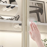 Hitow Wardrobe Cabinet with LED Light Strips, Armoire Closet with Glass Doors, Wooden Large Display Shelf Storage Cabinet with 4 Tiers Shelf, Pop-up Bedroom Armoire Clothes Organizer, White 31.5" W Hitow