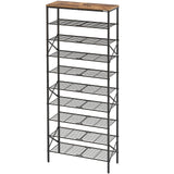 YATINEY 10 Tier Shoe Rack, Shoe Storage Organizer, Large Capacity Shoe Shelf Holds 40 Pairs of Shoes, Durable and Stable, for Entryway, Hallway, Closet, Dorm Room, Rustic Brown SS10BR YATINEY