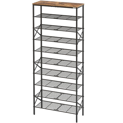 YATINEY 10 Tier Shoe Rack, Shoe Storage Organizer, Large Capacity Shoe Shelf Holds 40 Pairs of Shoes, Durable and Stable, for Entryway, Hallway, Closet, Dorm Room, Rustic Brown SS10BR