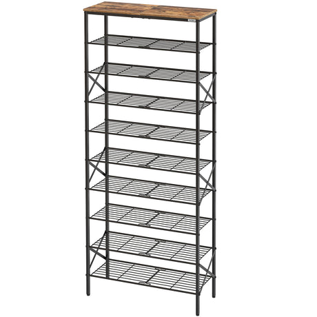 YATINEY 10 Tier Shoe Rack, Shoe Storage Organizer, Large Capacity Shoe Shelf Holds 40 Pairs of Shoes, Durable and Stable, for Entryway, Hallway, Closet, Dorm Room, Rustic Brown SS10BR YATINEY