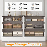 Bigbiglife Wood Dresser for Bedroom, 6 Drawer Double Dresser, Modern Chest of Drawers with Deep Drawers, Large Storage Organizer for Living Room, Closet,15.8" D x 47.2" W x 27.7" H (White) Bigbiglife