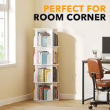 SpaceAid 4-Tier White Rotating Bookshelf Tower - Spinning Lazy Susan Bookcase Organizer SpaceAid