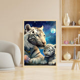 DOMROM White Tiger Diamond Painting Kits for Adults, Tiger Full Drill Diamond Dots Paintings for Beginners, Round 5D Paint with Diamonds Pictures Gem Art Painting Kits DIY Crafts Kits 12x16 inch DOMROM