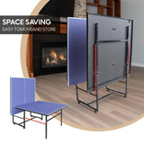 8FT Mid-Size Table Tennis Table, Professional Foldable Ping Pong Table for Indoor & Outdoor with Net, 2 Table Tennis Paddles and 3 Balls - Perfect for Family Game Rooms DUDUSHIMAN