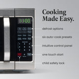 Farberware Countertop Microwave 700 Watts, 0.7 Cu. Ft. - Microwave Oven With LED Lighting and Child Lock - Perfect for Apartments and Dorms - Easy Clean Stainless Steel Farberware