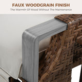 Grand patio Outdoor Recliner with Independent Adjustable Back and Footrest, Air Pump 150° Lay Flat Reclining Chair Removable Olefin Cushion Flip-Up Table Wicker Creamy White 1PC Grand patio