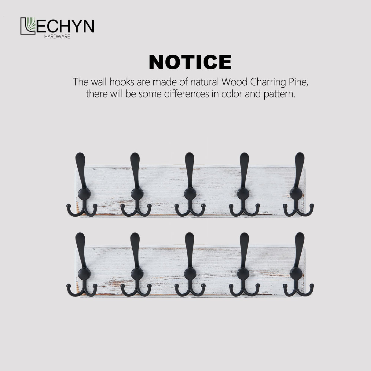 LECHYN Rustic Wooden Coat Rack Wall Mount with 5 Hooks, Farmhouse Wood Coat Hanger Wall Mount Heavy Duty for Hanging Jacket Coat (White) LECHYN