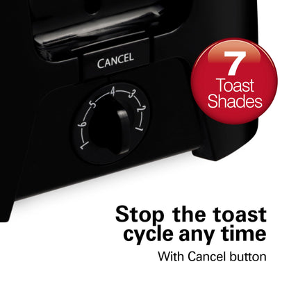 Hamilton Beach 2 Slice Toaster with Extra Wide Slots, Shade Selector, Auto-Shutoff, Cancel Button and Toast Boost, Black