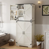 Sunny Heart 72" H Kitchen Pantry Storage Cabinet, Farmhouse Pantry Cabinet with 4 Doors, Adjustable Shelves, Drawer,Wood Cupboard for Kitchen, Dining Room, Bathroom, Off White Sunny Heart