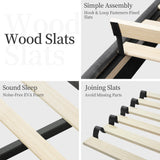 Yaheetech Dark Gray Velvet Upholstered Queen Bed Frame with Adjustable Curved Headboard Yaheetech